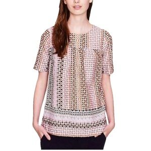 J. Crew Pink Geo Babydoll Top Size 00